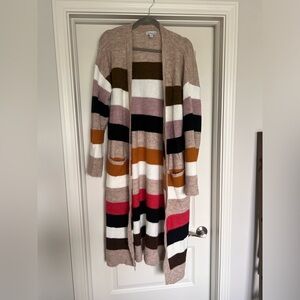 Striped long cardigan